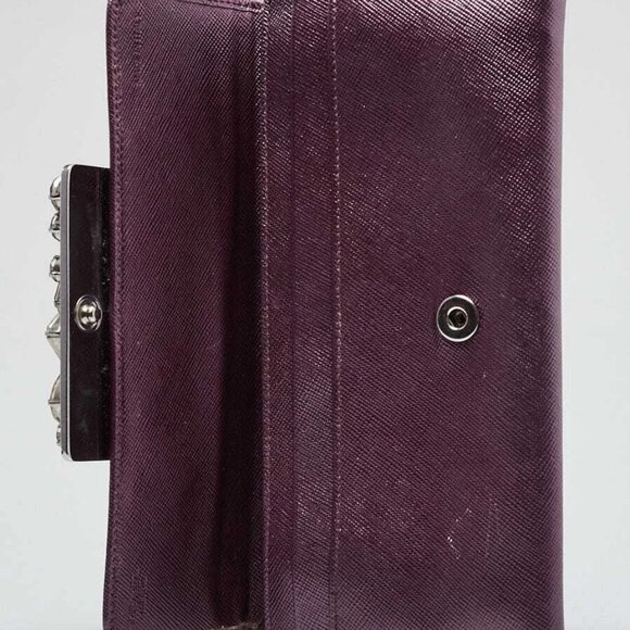 Prada Purple Saffiano Leather Crystal Flap Wallet - 1M1037 - Picture 7 of 11